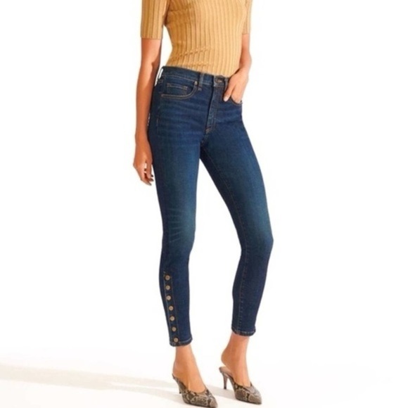 Veronica Beard Debbie High Rise Skinny Jeans Snap Button Side Vent - Picture 3 of 15